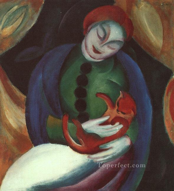 Madchenmit Katze II Franz Marc Oil Paintings